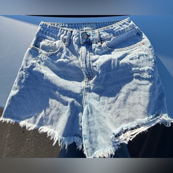 Rewash Pants - Rewash Light Blue Distressed Jean Shorts